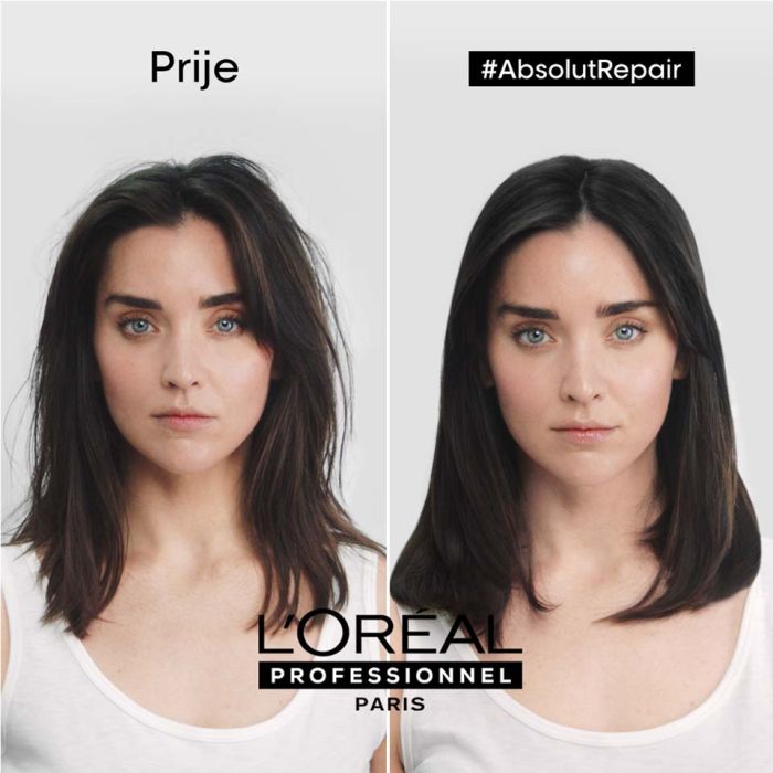 L’Oréal Professionnel Serie Expert Absolut Repair Maska 250ml prije i poslije